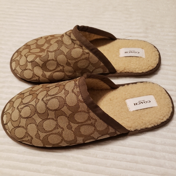 Coach Brown Patterned Slippers 10 - Picture 2 of 10